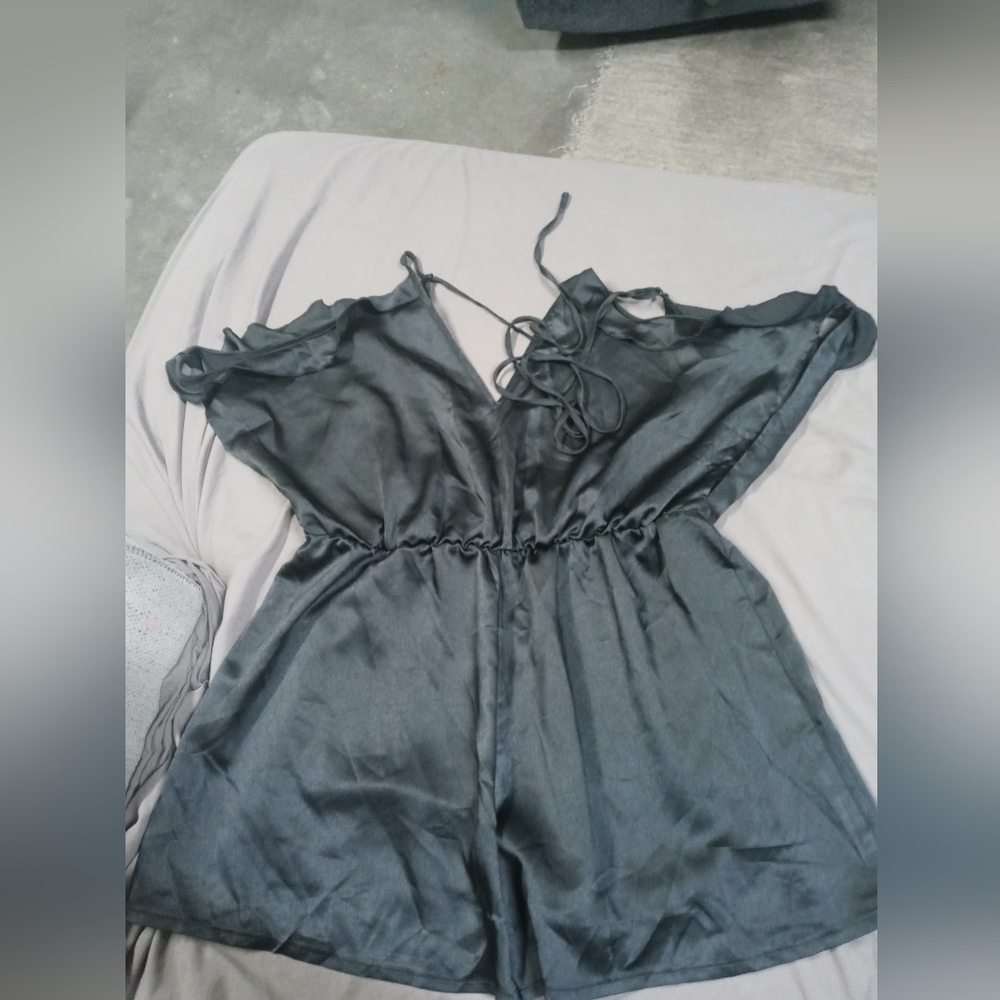 Shein Curve/Black Satin Like Material Romper/Size 3XLg